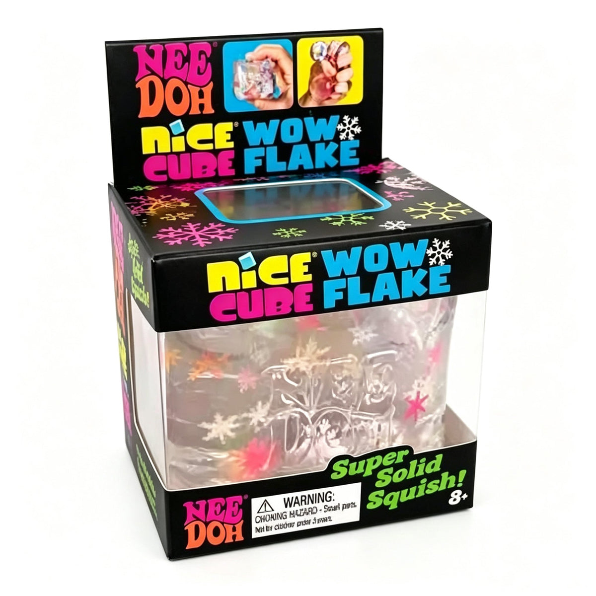 NeeDoh Nice Cube Wow Flake Super Solid Squish Fidget Stress Relief Toy
