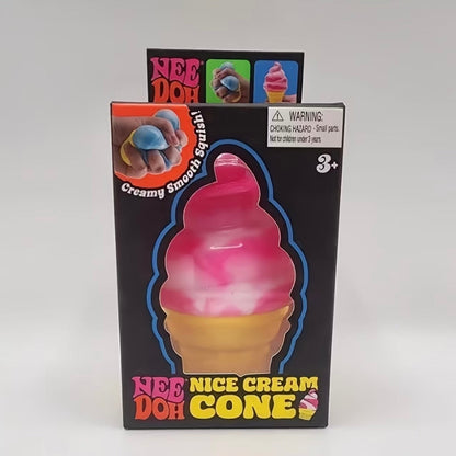 Needoh Handmade Ice Cream Stress Toy – Triple-Flavor Soft Serve, Great for Kids & Adults