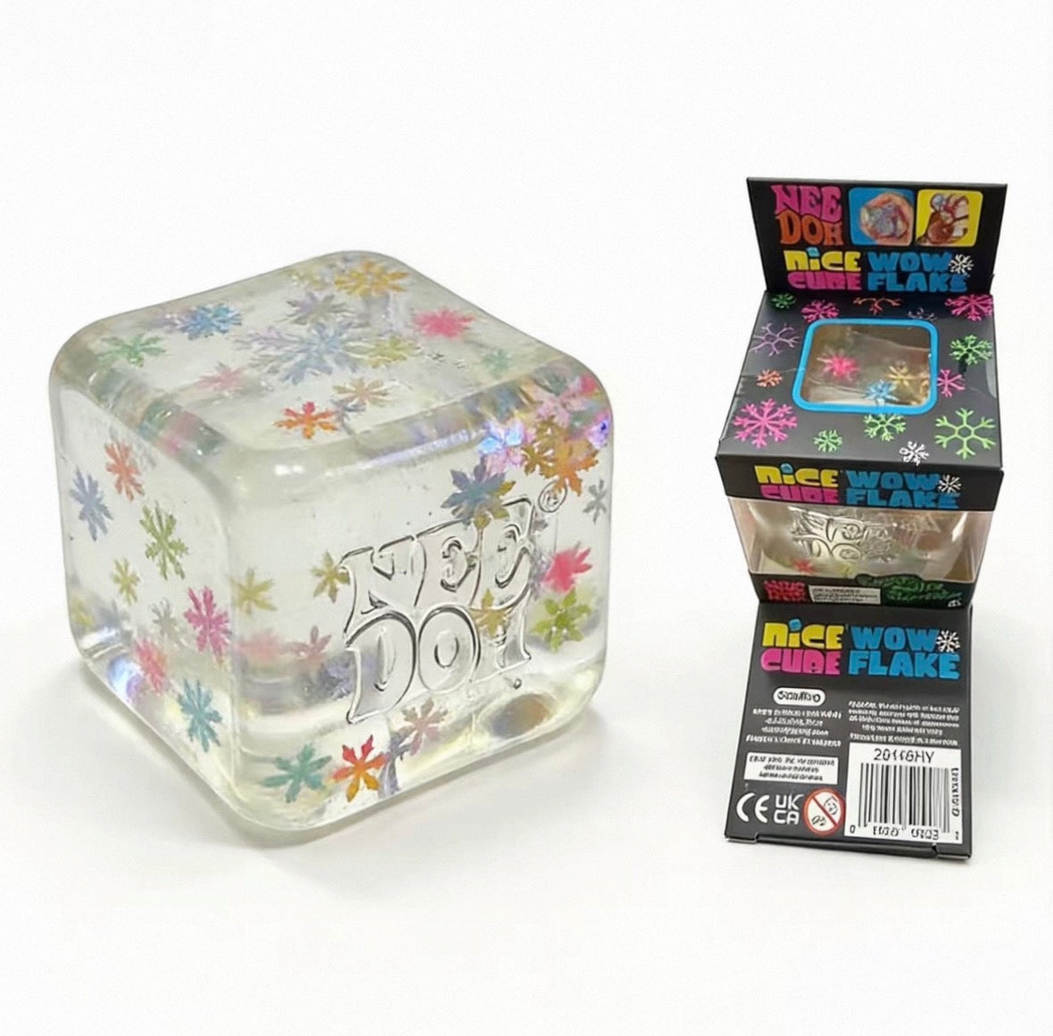 NeeDoh Nice Cube Wow Flake Super Solid Squish Fidget Stress Relief Toy
